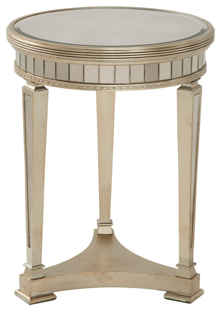 Borghese Mirrored Round End Table, Circle Mirrored End Table