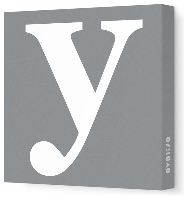Letter - Lower Case 'y' Stretched Wall Art, 28" x 28", Gray