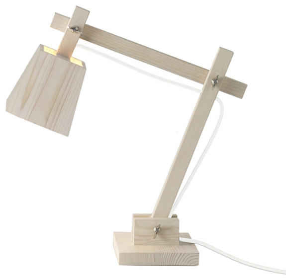 Wood Lamp, White Cord