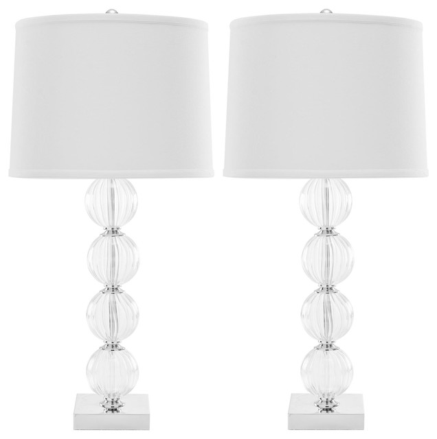 Safavieh Amanda 31" Crystal Glass Globe Lamps, Set of 2, White