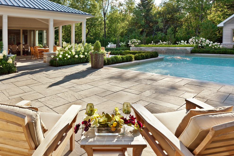 Pool - mid-sized transitional pool idea