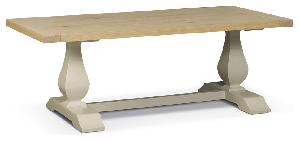 Sandford Trestle Coffee Table, Off White and Oak