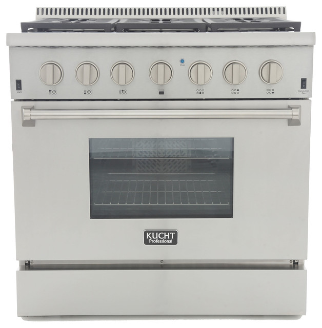 KUCHT Pro Style 36" Stainless Steel 6 Sealed Burners Contemporary