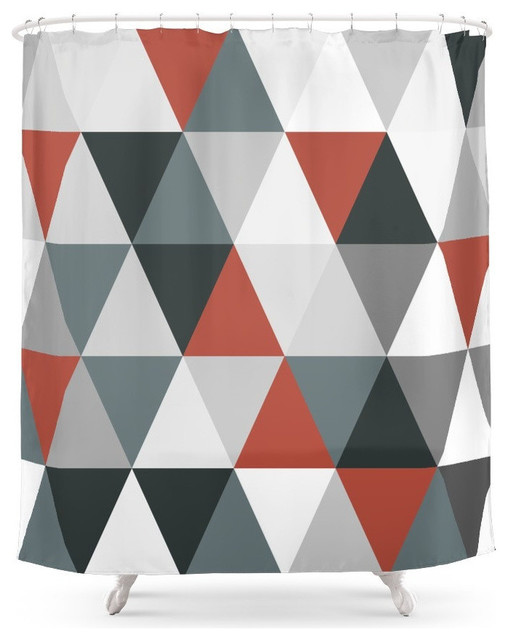 Big Triangles Red And Gray Shower Curtain