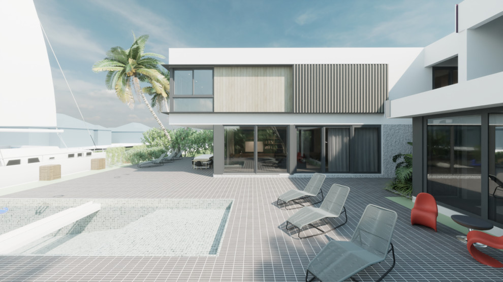 Inspiration for a modern exterior in Miami.