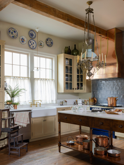 Traditional kitchen with raised panel cabinets and crown molding