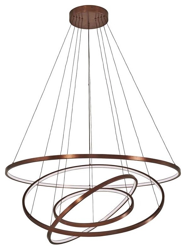 Akari Modern Circular LED Chandelier, Cool White, 3 Rings 16" 24" 31"