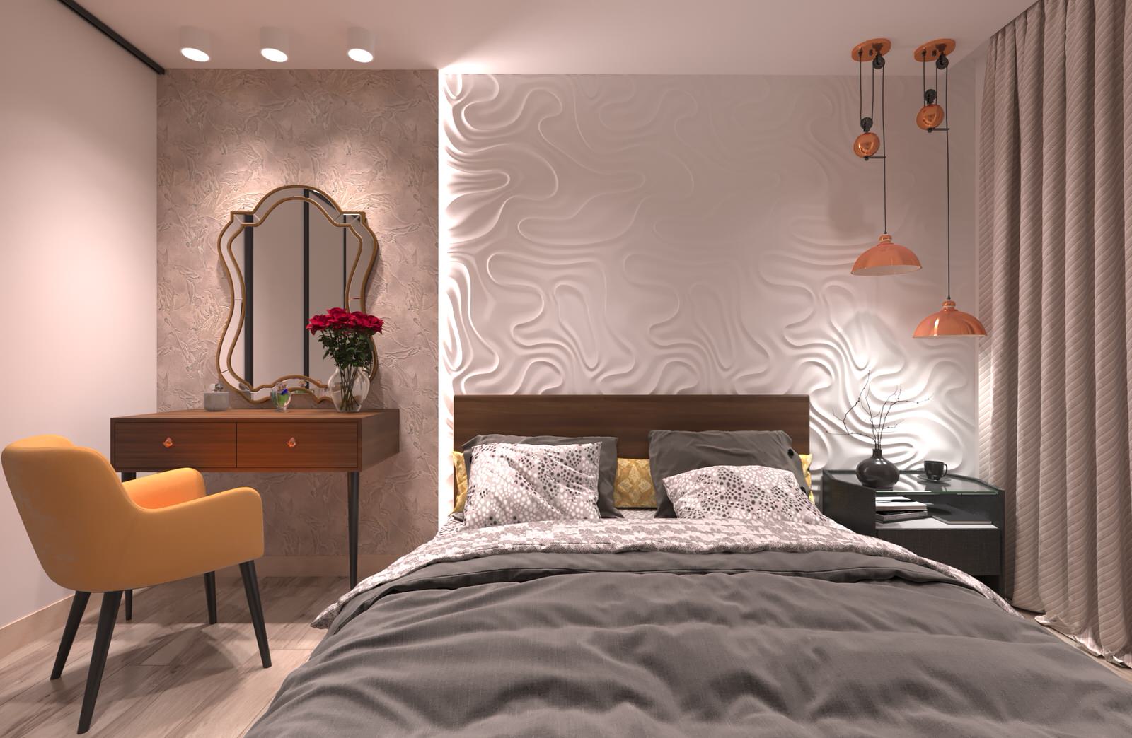 Дизайн-проект интерьера спальни и лоджии в современном стиле