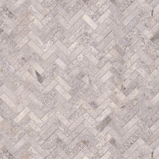 Silver Travertine Herringbone Pattern, Travertine Herringbone Tile