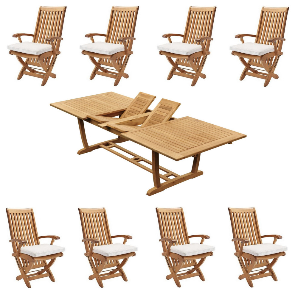 9Piece Outdoor Teak Dining Set 94" Masc Rectangle Table 8 Warwick