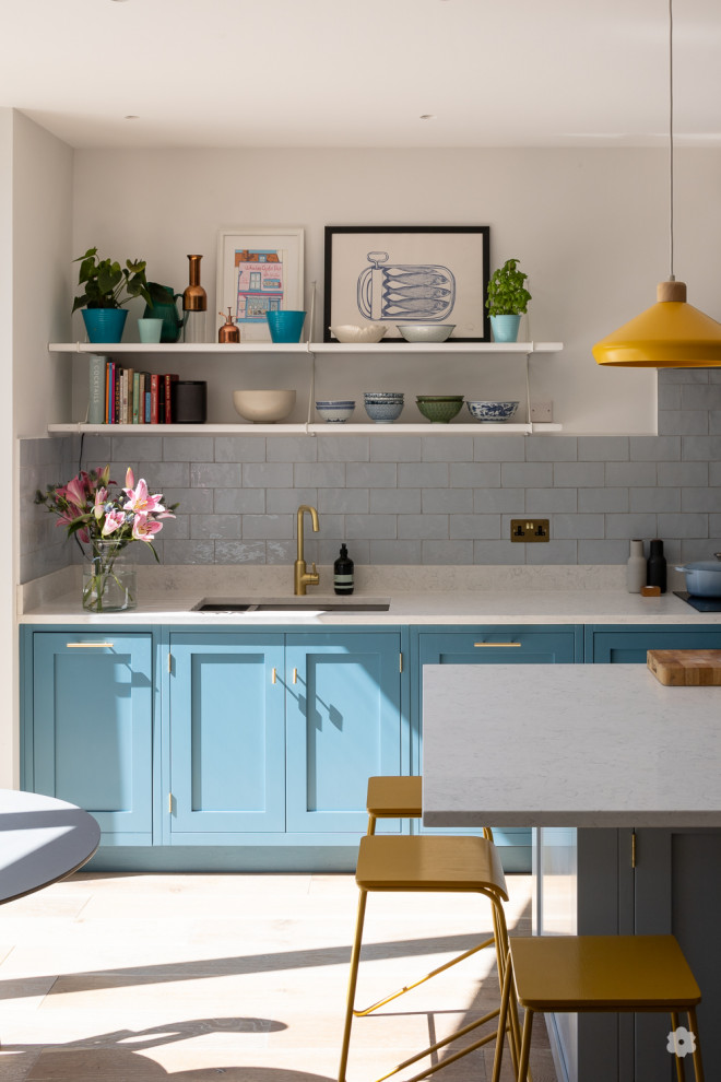 Design ideas for a small contemporary kitchen in London.