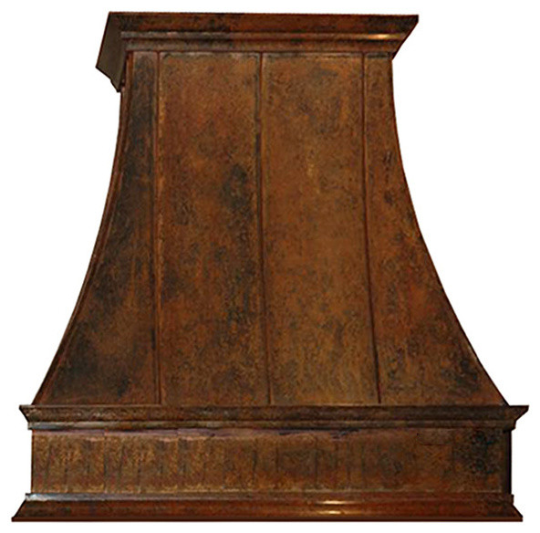 Country Copper Range Hood "Montgomery", Natural Fired, 30", Kitchen Island
