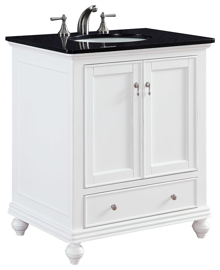 Elegant Otto 30" Single Bathroom Vanity Set, White Traditional