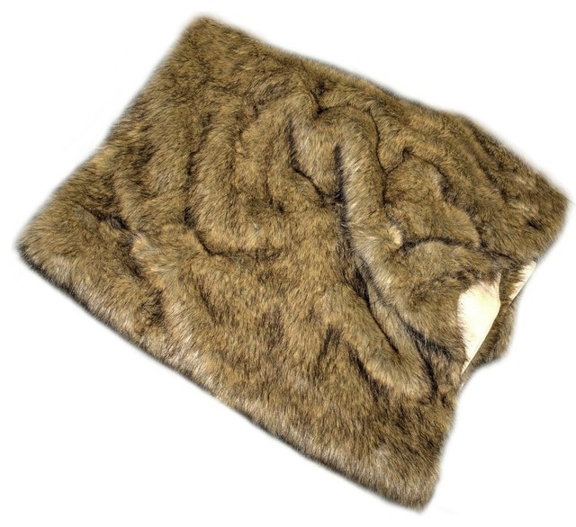 Premium Faux Fur Light Wolf Shag Bedspread Minky Cuddle Fur Throw Blanket 