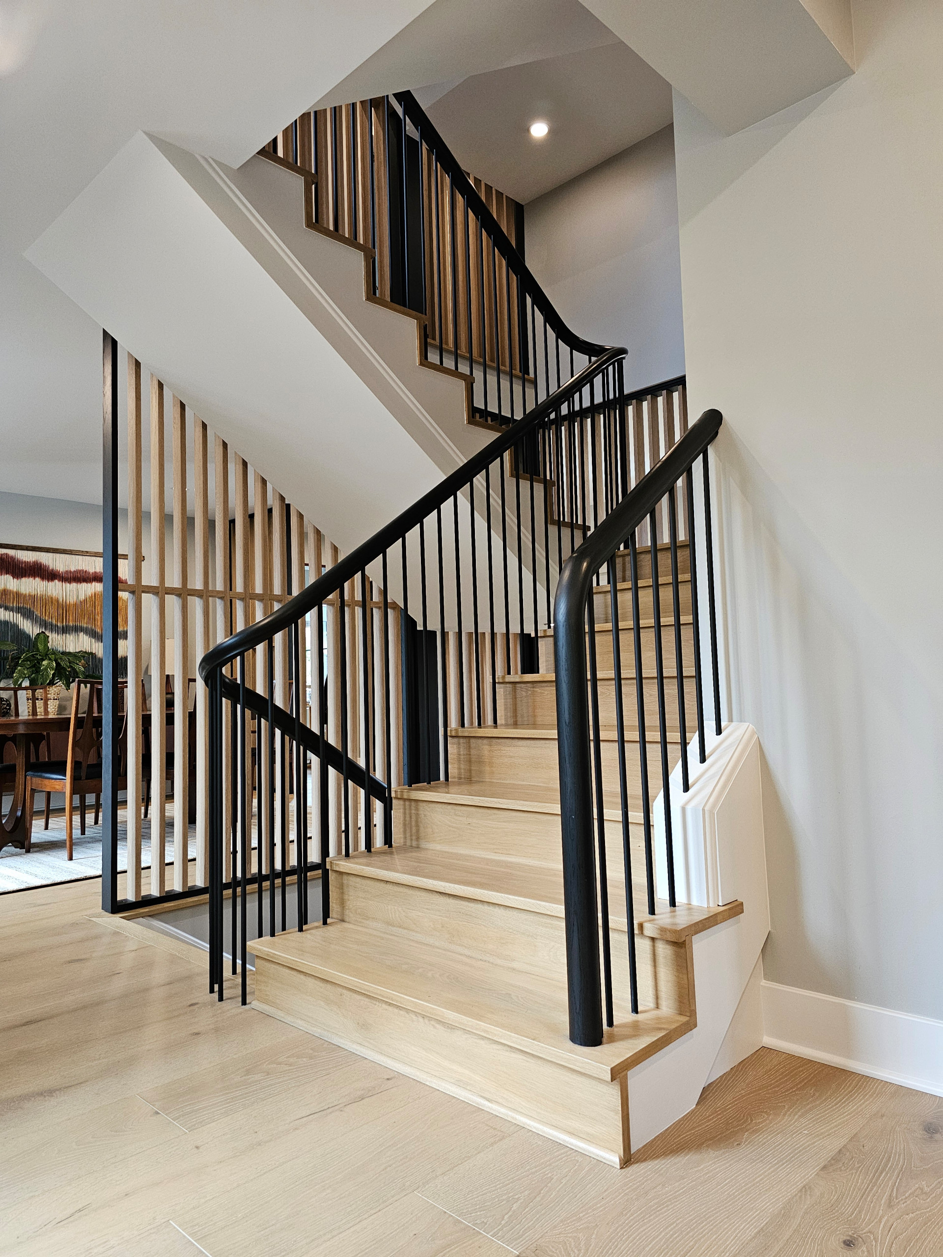 115_Stunning Continuous Rail System on 3 Story Floating Stairs; Arlington, VA 22