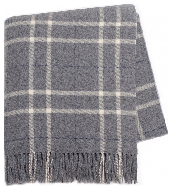 Gray Plaid Cashmere Throw - Transitional - Throws - by Lands Downunder