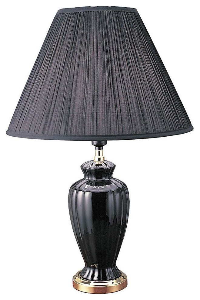 26" Ceramic Table Lamp, Black