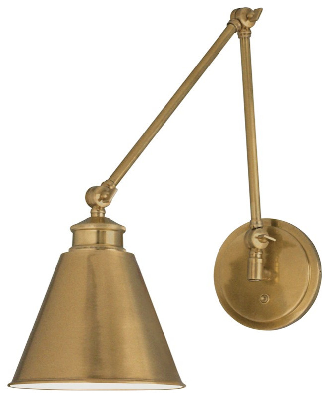 Norwell Lighting Aidan Moveable 1 Light Sconce, Aged Brass/Metal 8475-AG-MS