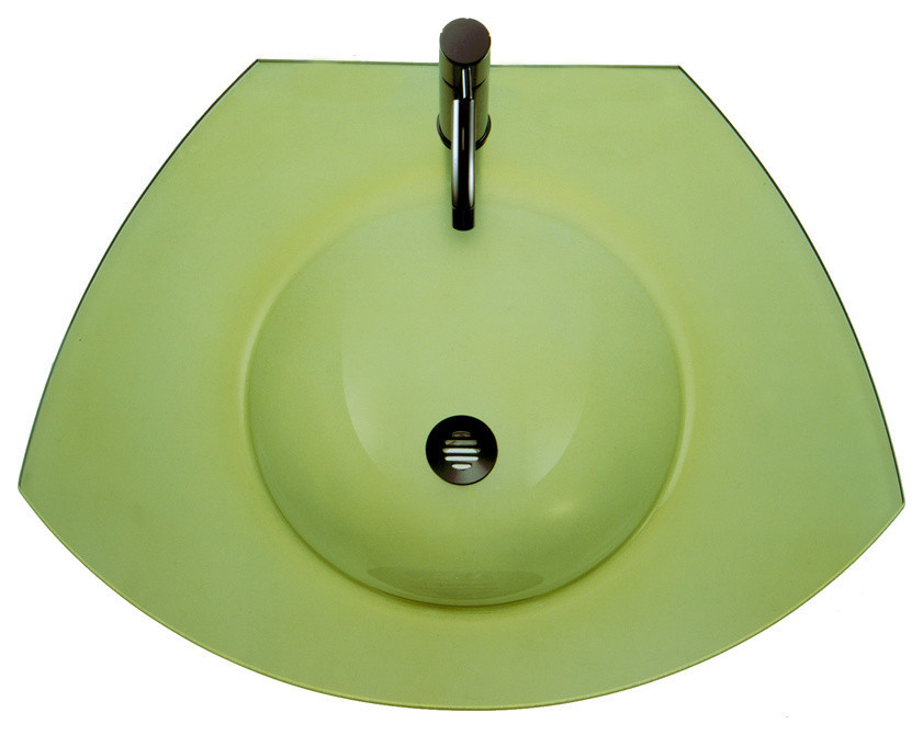 New Generation Ecoloom Trapezoidal Glass Counter Top with Integrated Round Basin