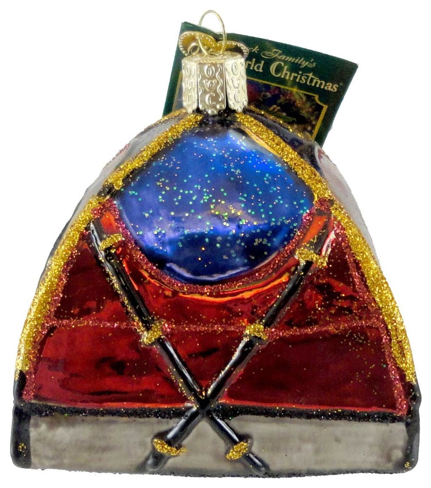 Old World Christmas Dome Tent Glass Ornament Camping Sleeping 44056