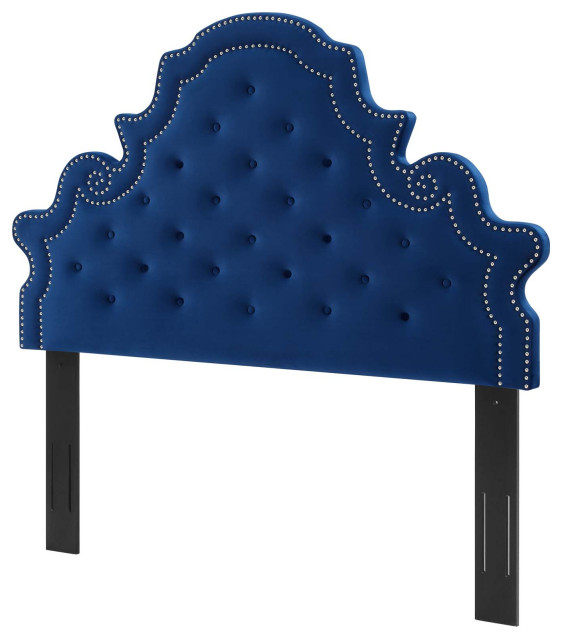 Tufted Headboard, Twin Size, Velvet, Dark Gray, Modern Contemporary Contemporary Headboards