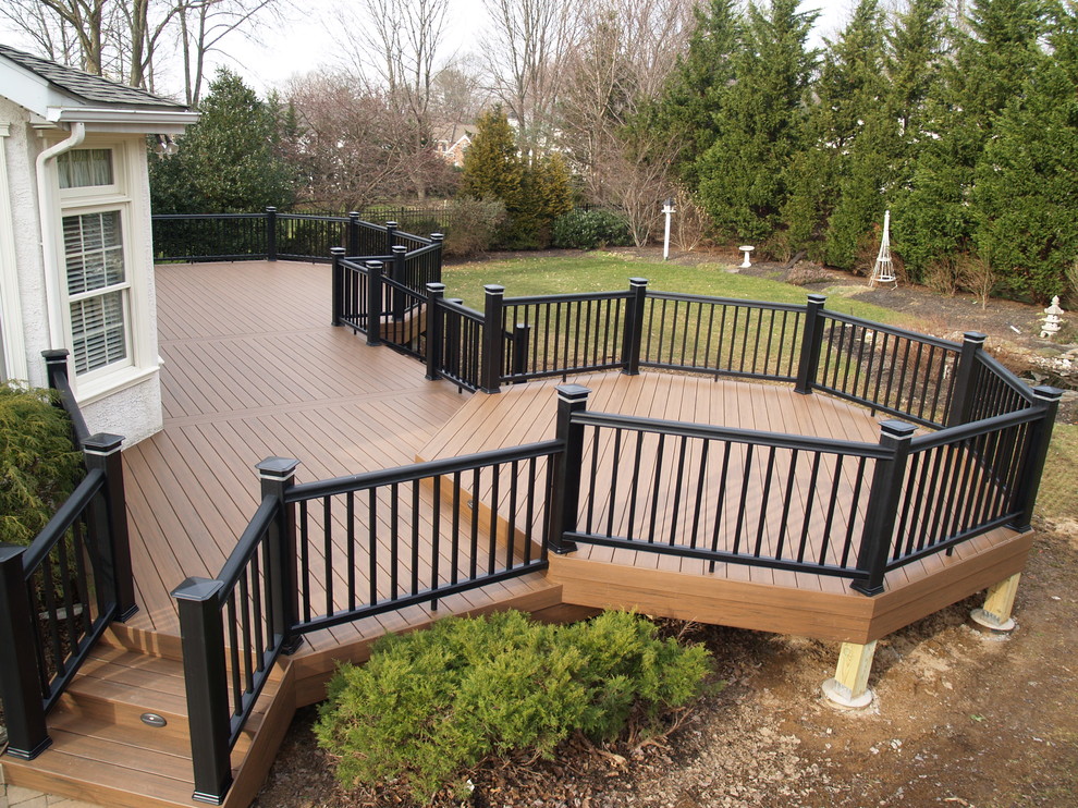 Design ideas for a large arts and crafts backyard deck in Philadelphia with no cover.