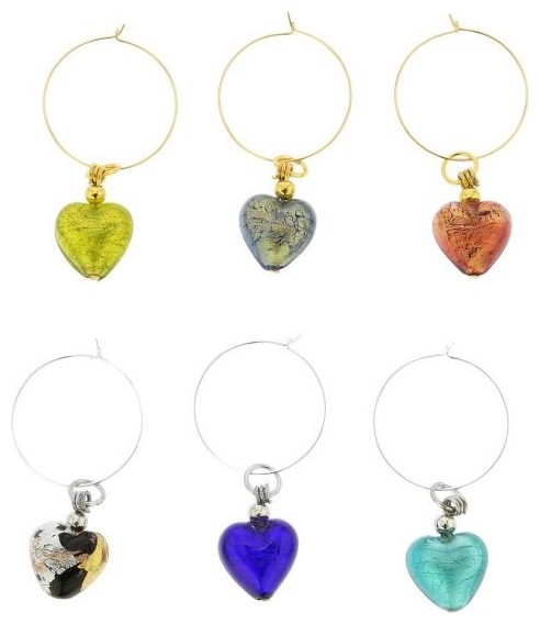 murano glass heart charms