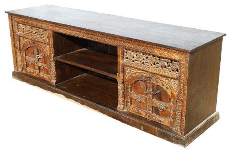 Palace Gates Double Cabinet Solid Wood Rustic Tv Media Console Palace Gates Double Cabinet Solid Wood Rustic Tv Media Console
