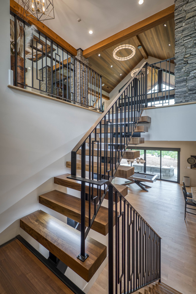 Inspiration for a contemporary staircase remodel in Charlotte