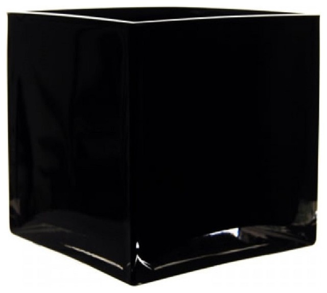 Cys Black Glass Square Vase Contemporary Vases By Cys Excel Inc