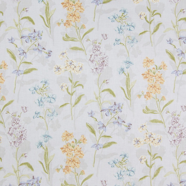 Dove Gray Floral Print Upholstery Fabric