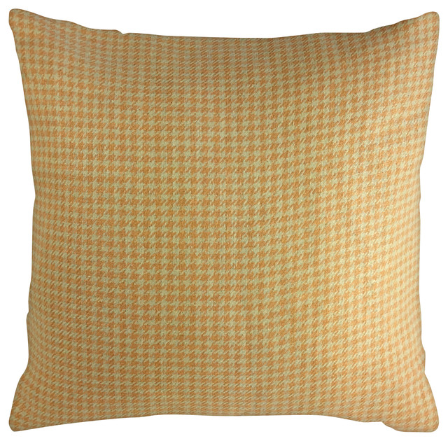 Houndstooth Throw Pillow Orange And Cream 18 X18 Contemporary