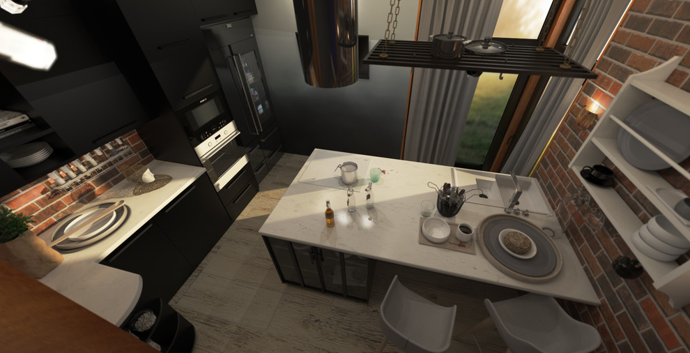 Кухня для семьи в загородном доме.