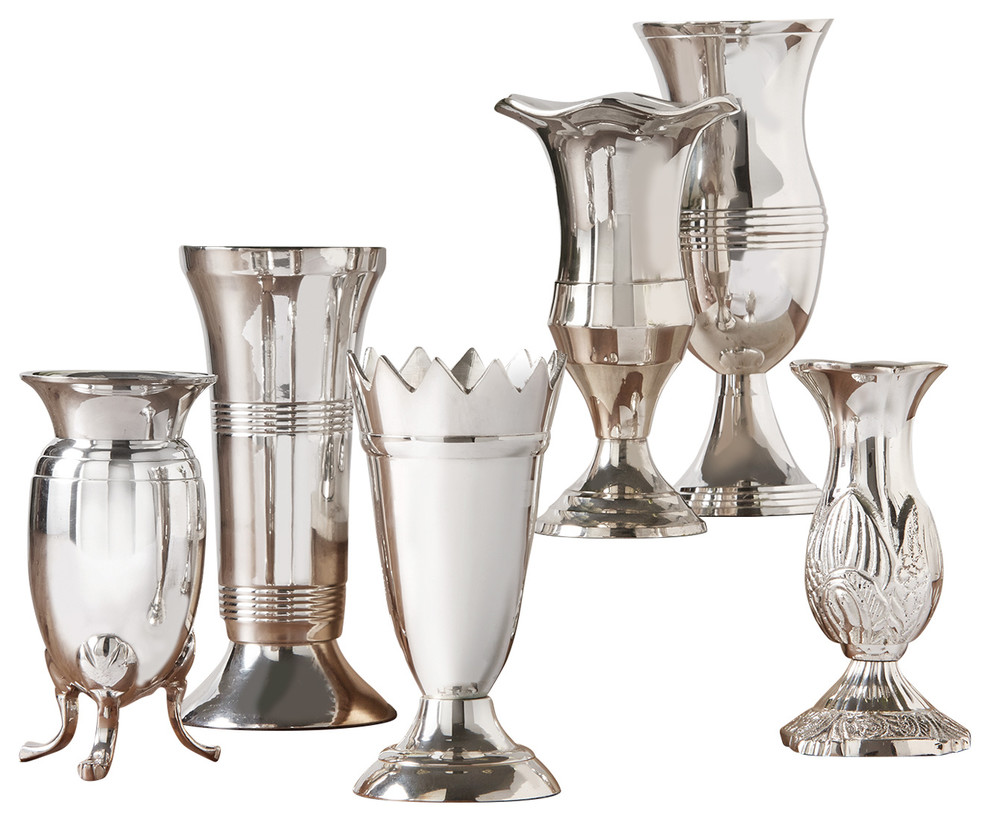 Queen Anne's Silver Vases, Set of 6 Traditional Vases by Two's