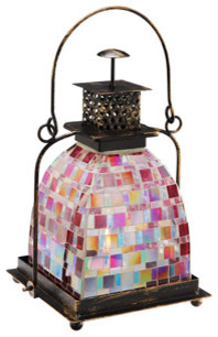Mosaic Glass Pink Square Lantern