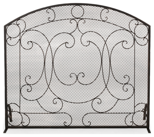 Ella Iron Fireplace Screen - Mediterranean - Fireplace Screens - by ...