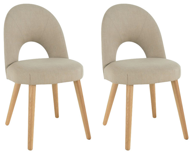 Oslo Oak Stone Upholstered Chairs, Set of 2