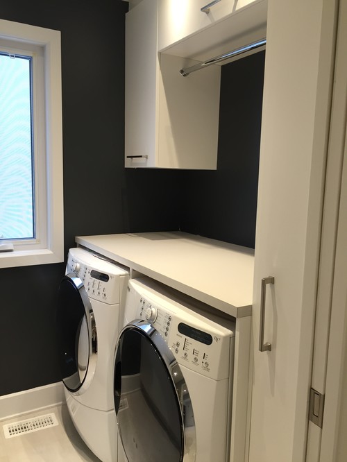 Before and after laundry room / powder room combo