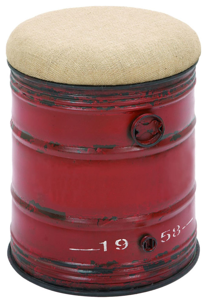 Vintage Inspire Stool In Unique Oil Drum Shape