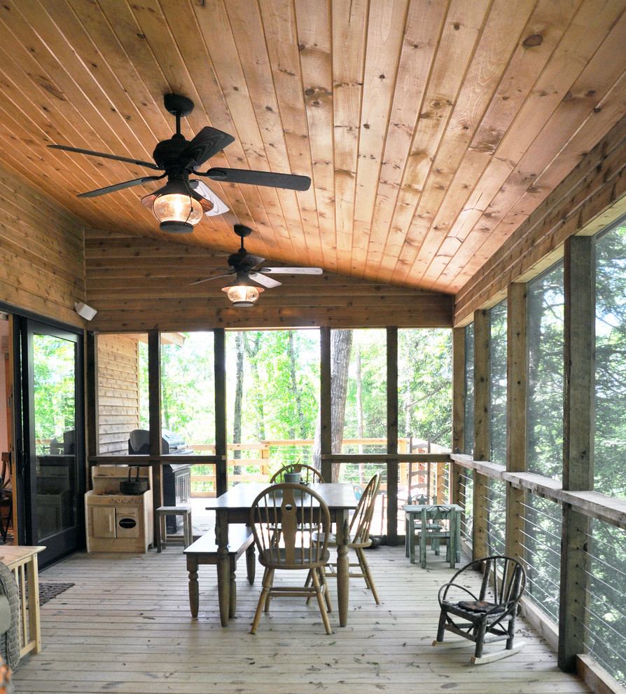 Design ideas for a country screened-in verandah in Louisville with decking.
