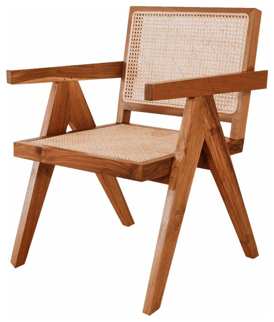Mid-Century Rattan Lounge Chair - Bespoke Teak Wood & Sustainable