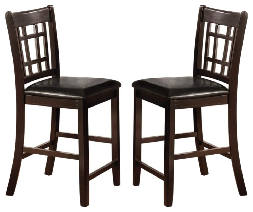 2 Pack Counter Stool, Cushioned Seat With Unique Patterned Back