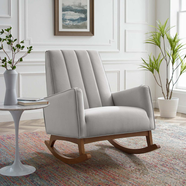 Accent Rocking Chair Armchair, Velvet, Gray, Modern, Lounge Hospitality ...