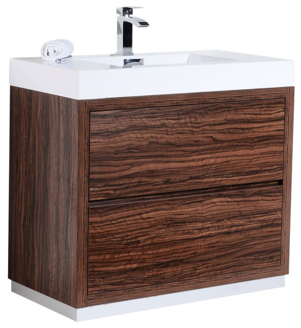 Bliss 40" High Gloss White Free Standing Modern Bathroom Vanity