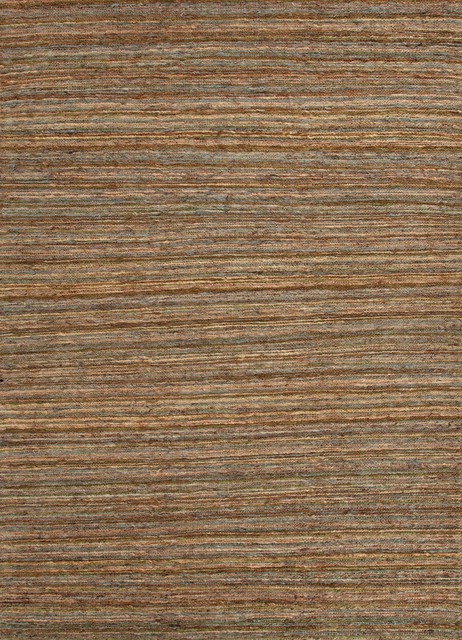 Naturals Stripe Pattern Hemp Blue/Green Area Rug (3.6 x 5.6)