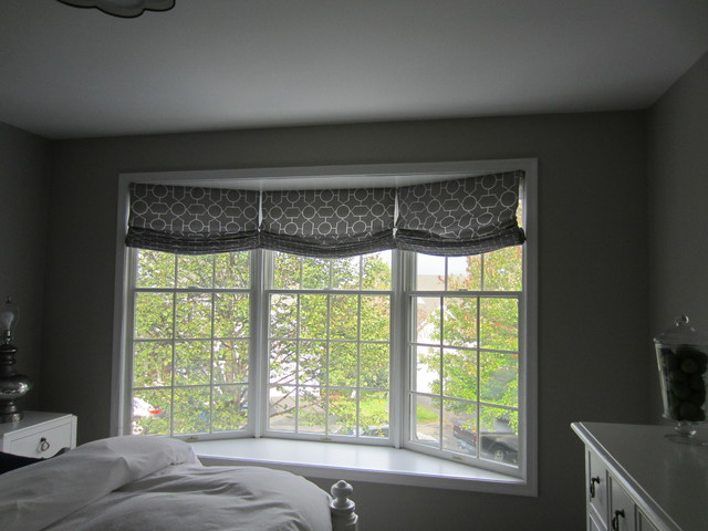 Relaxed Roman Shades for Bay Window