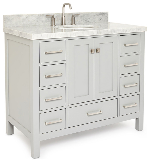 ARIEL Cambridge 43" Single Oval Sink Bathroom Vanity Grey With Marble ...