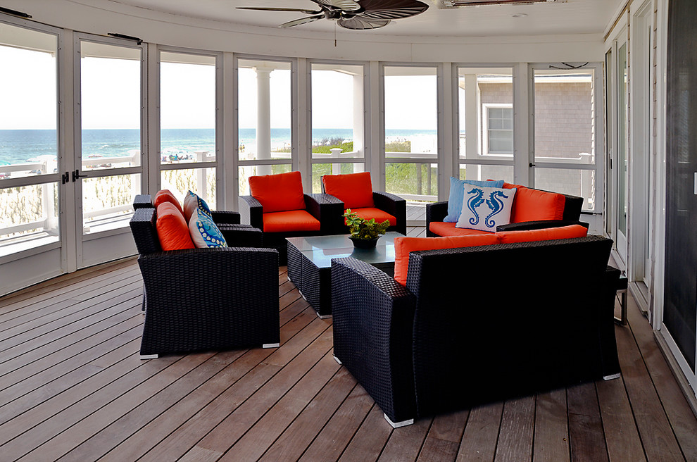 Inspiration for a large beach style sunroom in Philadelphia with light hardwood floors and a standard ceiling.