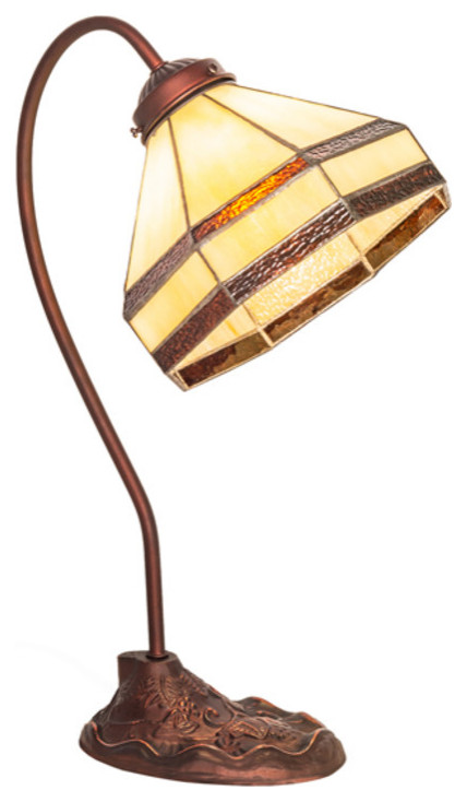Meyda Tiffany 247793 Topridge 17" Tall Gooseneck Table Lamp - Mahogany Bronze