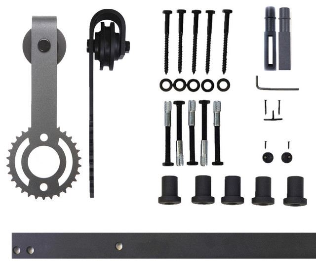 Vancleef Sliding Barn Door Hardware for Single Door, Gear Design, 5', 6